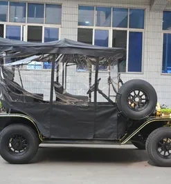 Black Vintage Car/Golf Cart with Rain Curtain