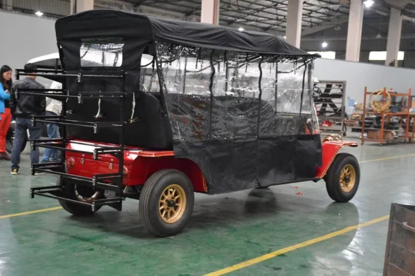 Black Vintage Car/Golf Cart with Rain Curtain