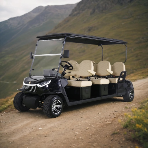 Black GQ06C Yatian Manufacturer 6-Seater Golf Cart: High-Performance 48V 5KW Motor, Ideal for Golf Courses, Resorts, and Communities