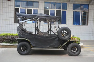 Black Vintage Car/Golf Cart with Rain Curtain