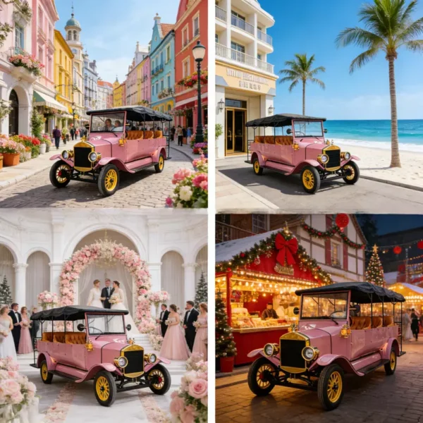 Classic-Sightseeing-Car-800-800 (2) YATIAN LY11N 11-Seat Custom Pink & Gold Vintage Electric Car – Multi-Scene Profitable Sightseeing Shuttle