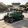 5-Seater Vintage Electric Classic Sightseeing Car Olive Green Retro Electric Shuttle With 72V Lithium Battery