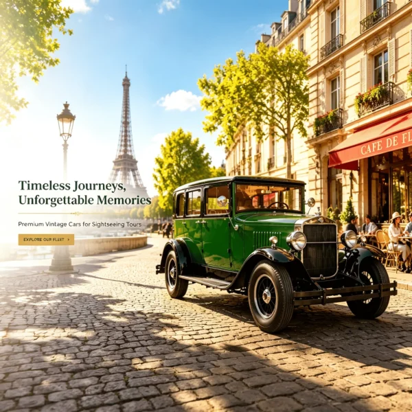 ganlanlvlaoyeche-jpg 5-Seater Vintage Electric Classic Sightseeing Car Olive Green Retro Electric Shuttle With 72V Lithium Battery
